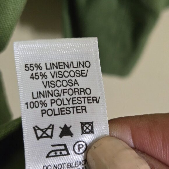 Dunner Vintage Linen Blend Green Ruffled Tie Top Size 16 - Picture 9 of 9